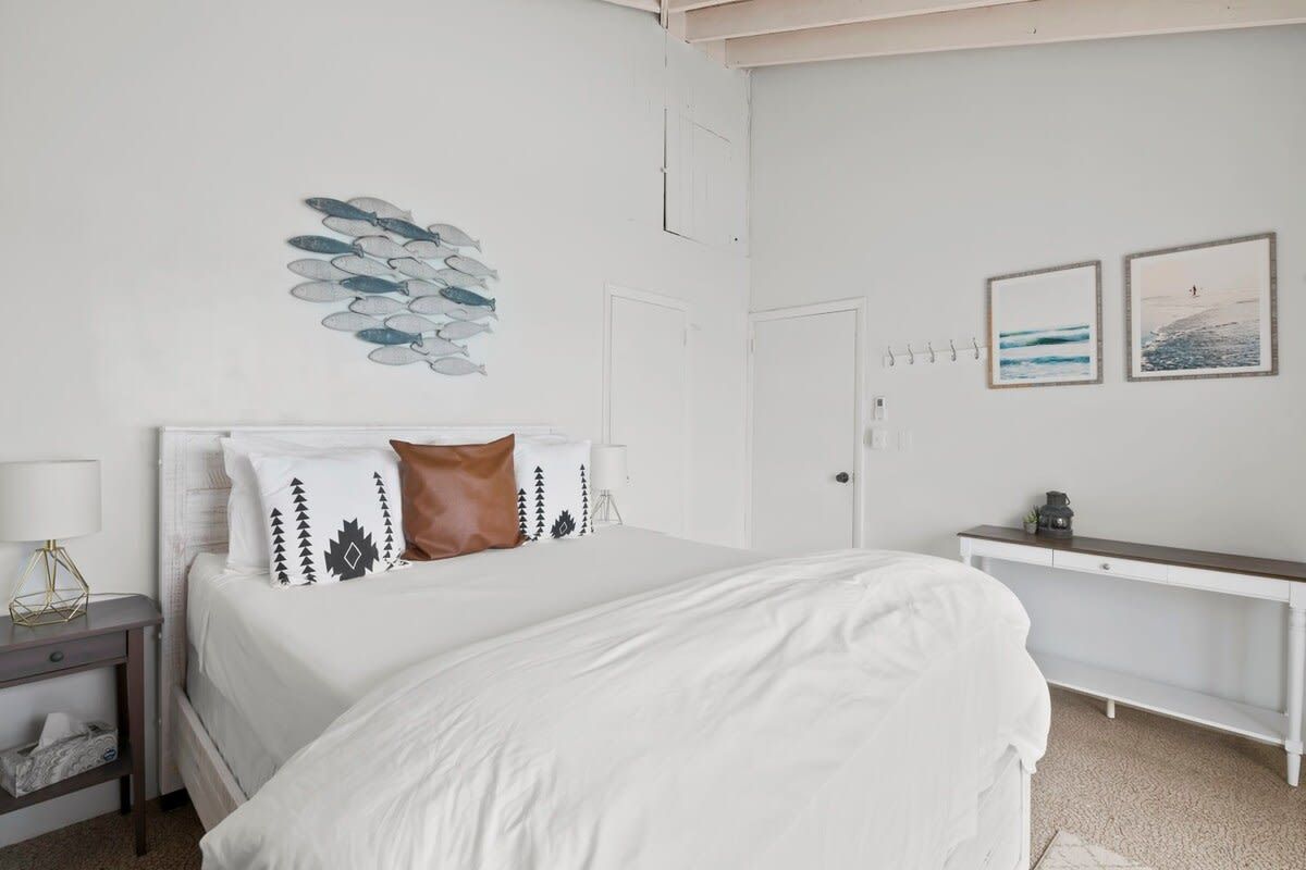 Beachfront white palm villa