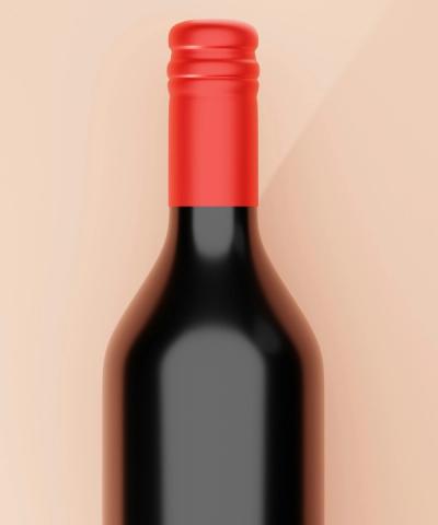 Top half of a red wine bottle