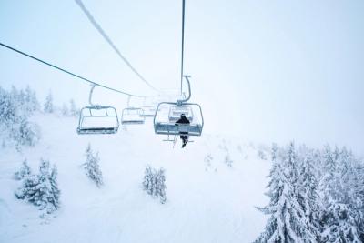 Skier on chair lift