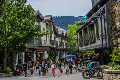 People walking through Whistler Village