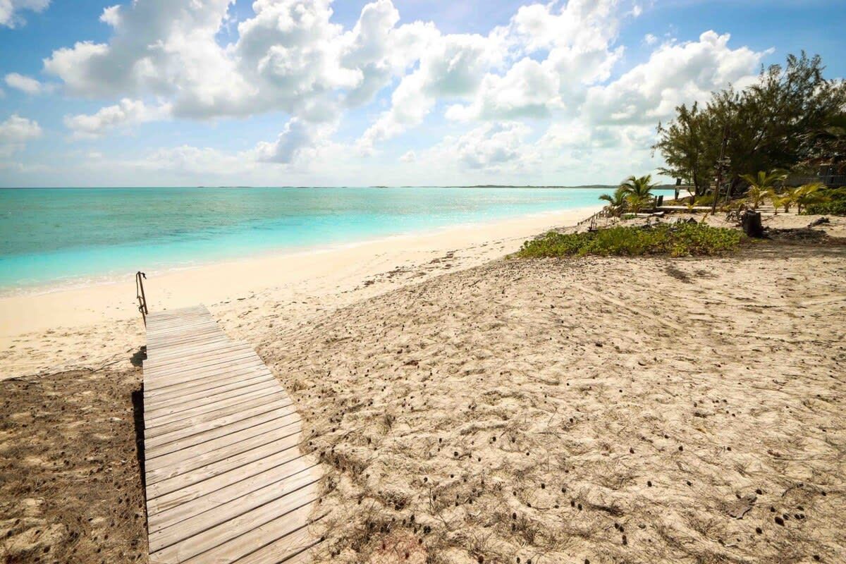 Beachfront white palm villa