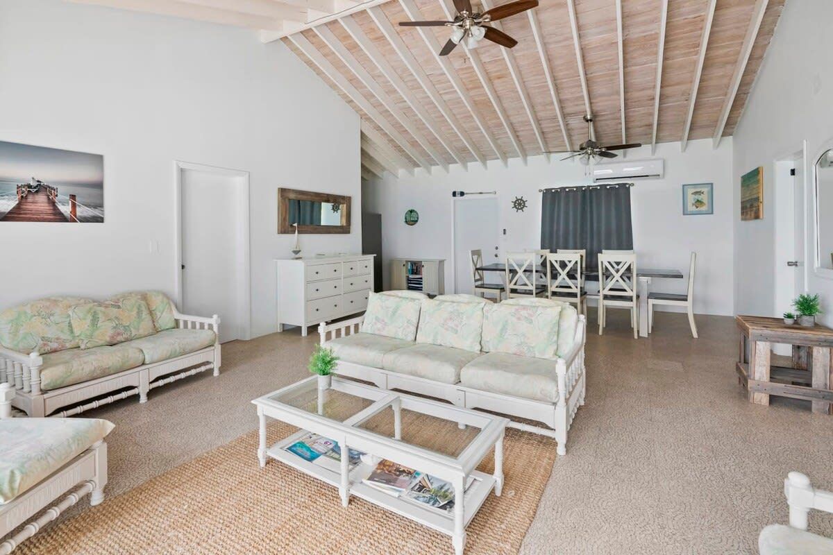 Beachfront white palm villa