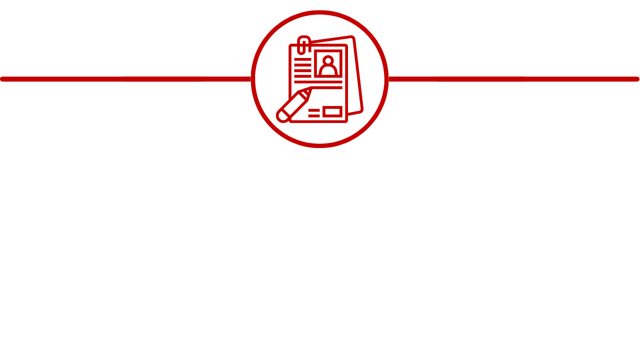 Red icon of a completed application form with a photo ID and a pencil, symbolizing the franchise application and background check process.