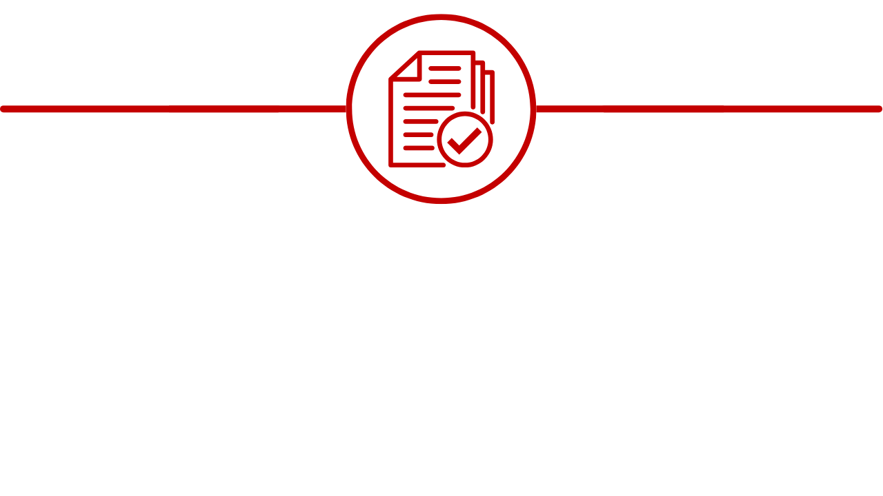 Red icon of stacked documents with a checkmark in a circle, symbolizing review and approval of the Franchise Disclosure Document (FDD).