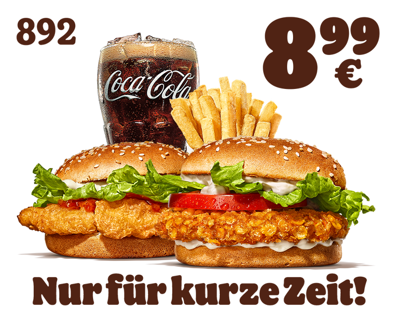 Crispy Chicken + Chicken Nugget Burger im Menü