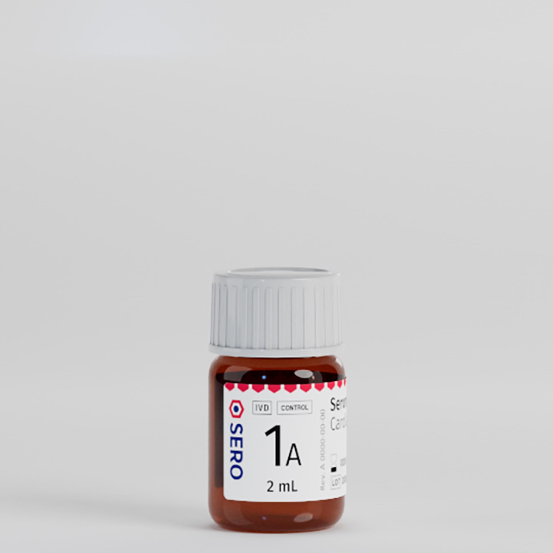 a bottle of sero 1a 2 ml is sitting on a white surface . seronorm cardiac acute lyo quality control