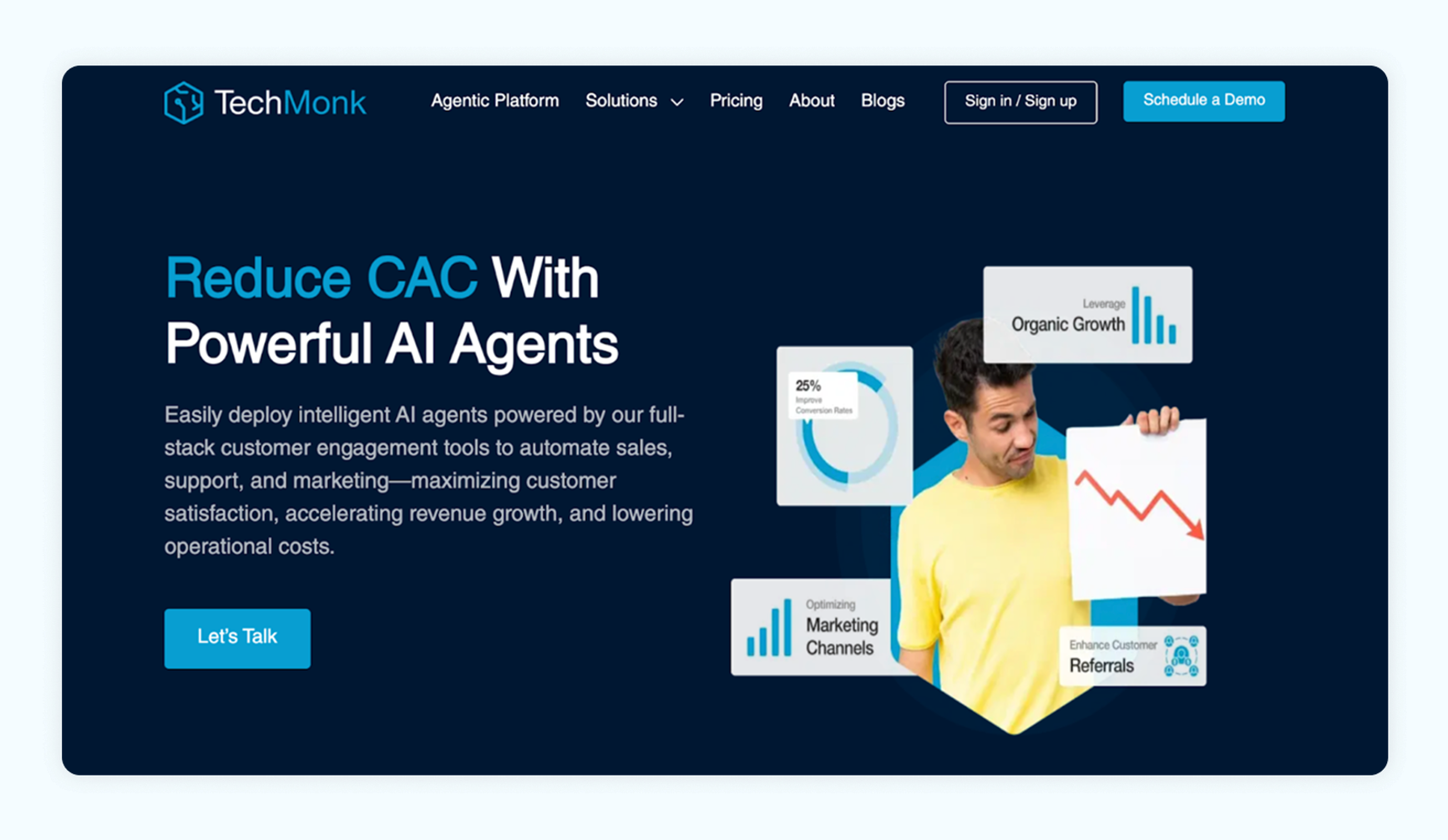 Screenshot of TechMonk's homepage.