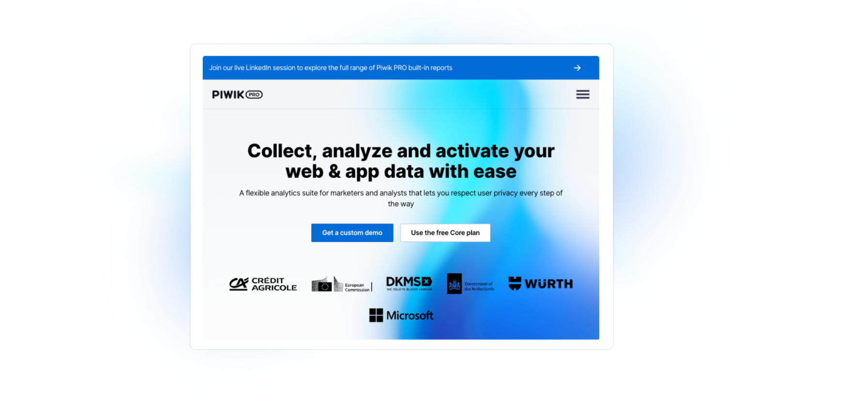 Screenshot of Piwik Pro homepage