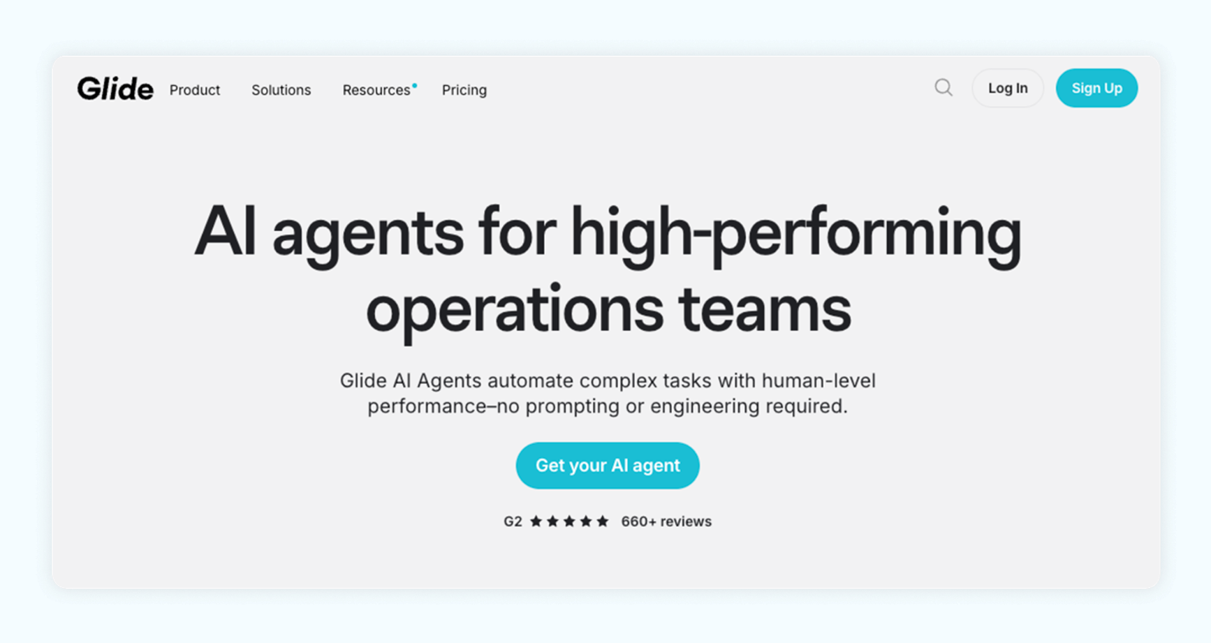 A screenshot of Glide's homepage.
