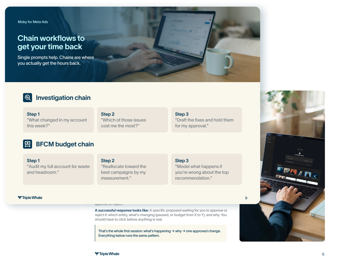 Image showing screenshots of what's inside the guide, including prompts