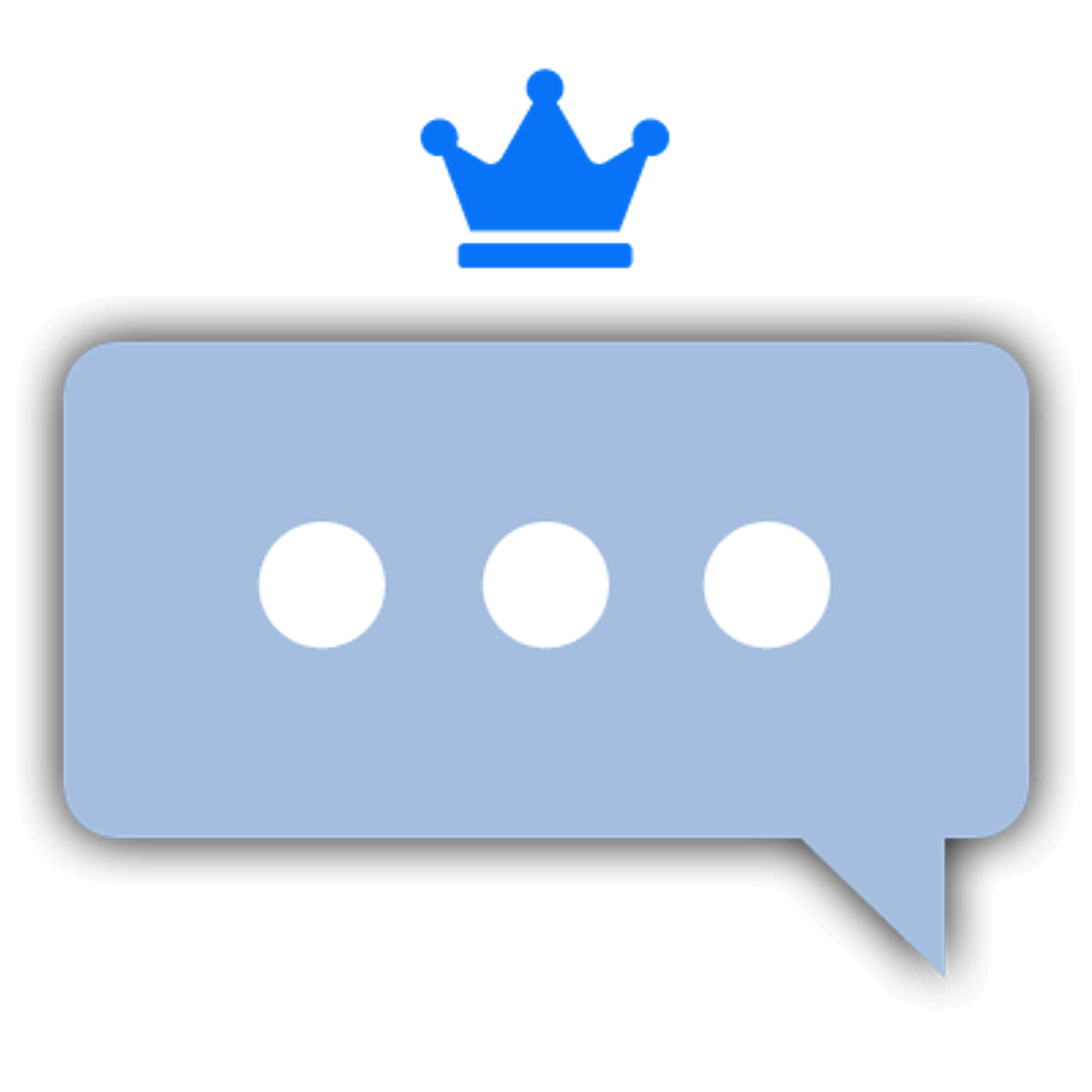 A texting chat bubble showing someone is typing, with a small crown on top.