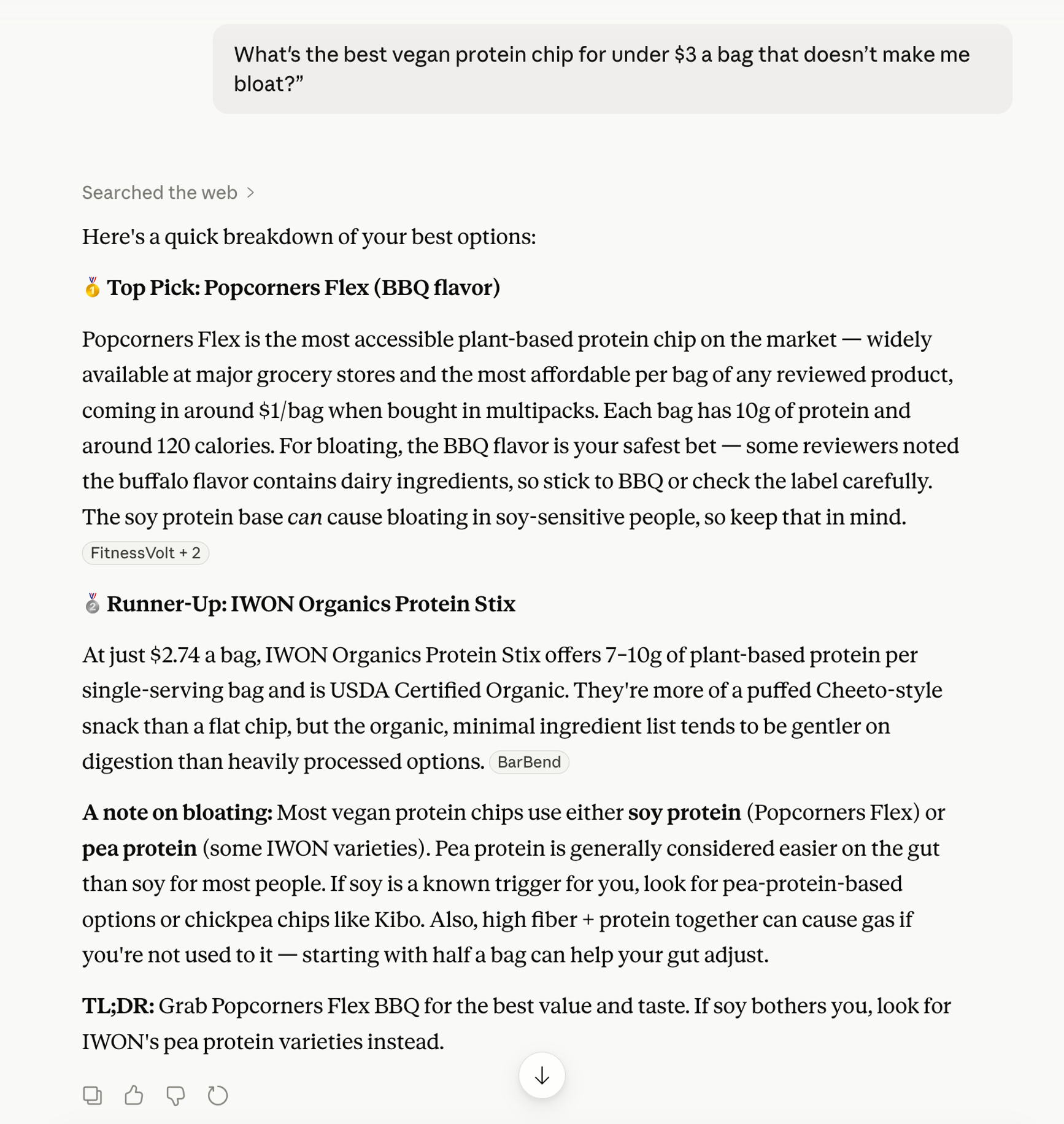 example of a response from an AI chatbot