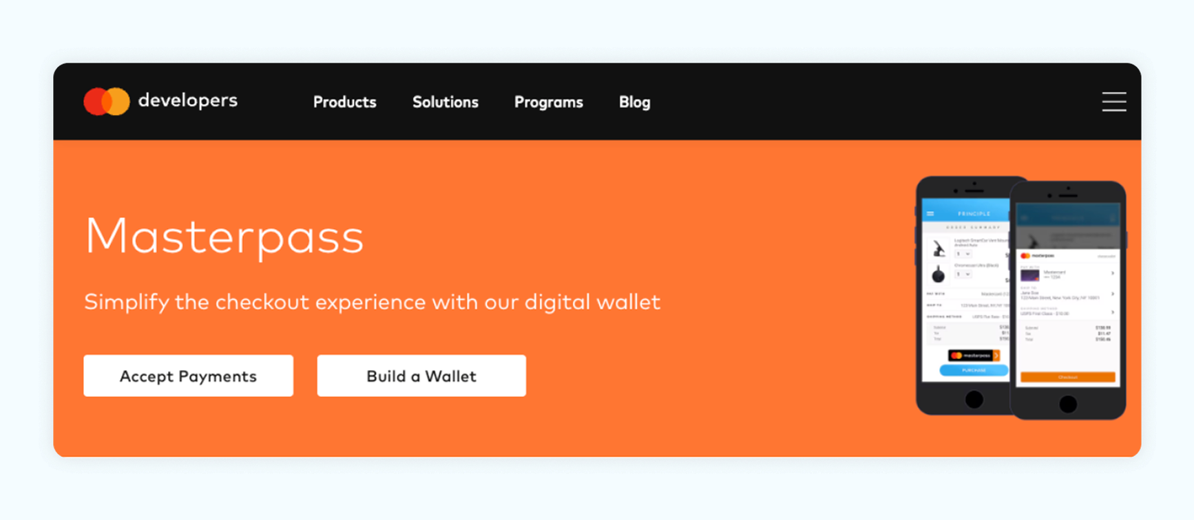 A screenshot of Masterpass by Mastercard landing page. 