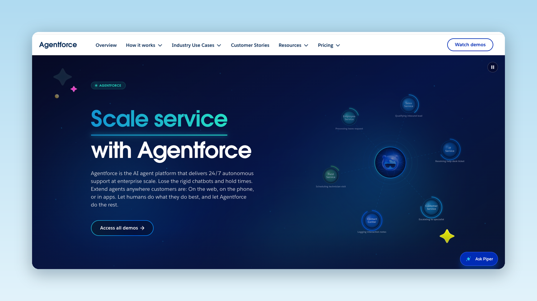 Image showing the home page for Agentforce