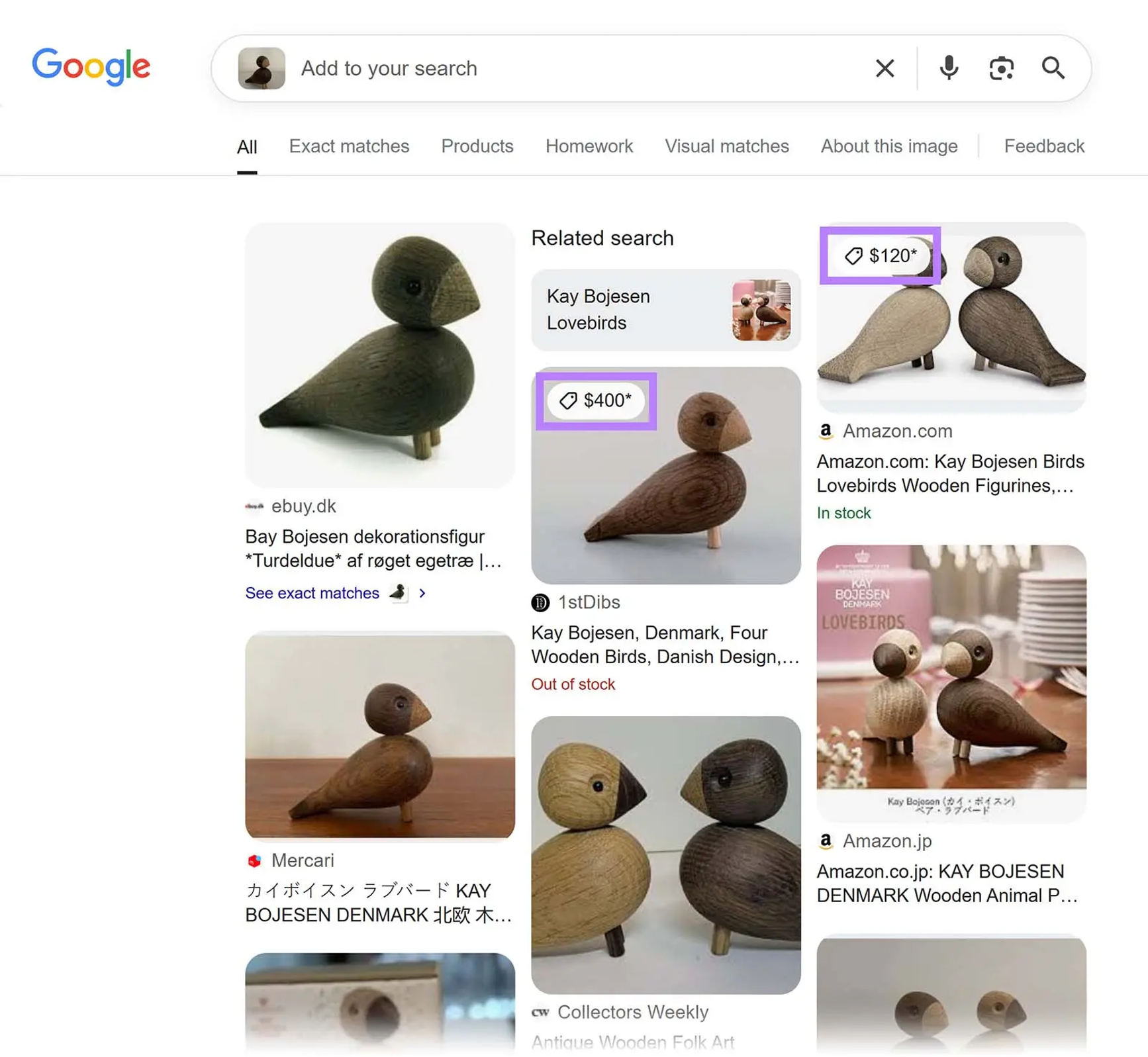 A screenshot of visual search on Google