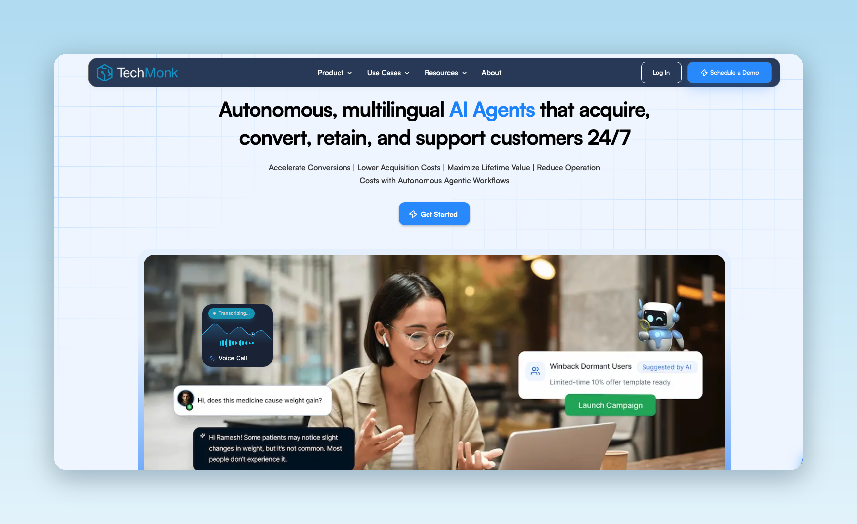 Image showing the home page for TechMonk