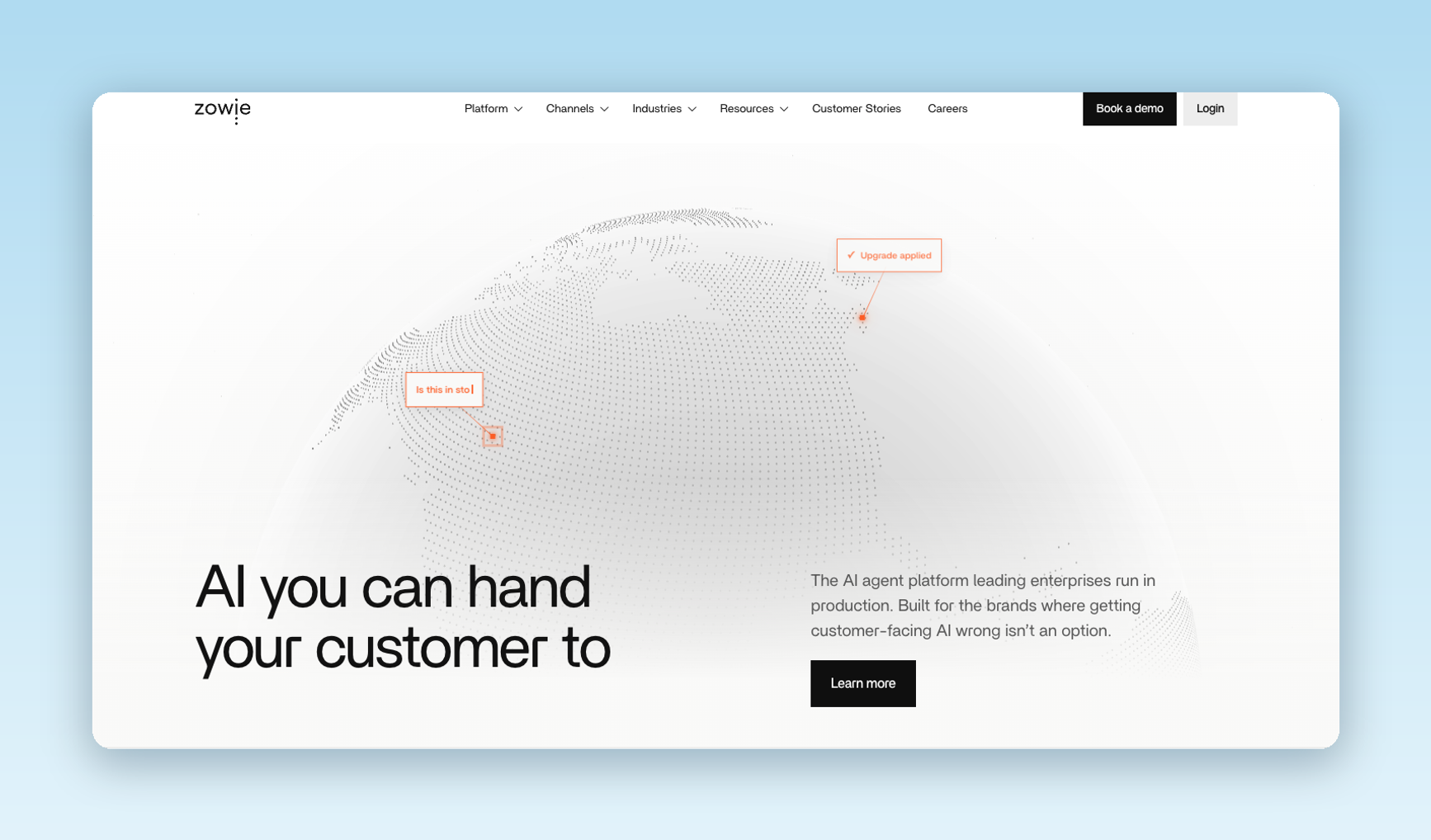 Image showing the home page for Zowie