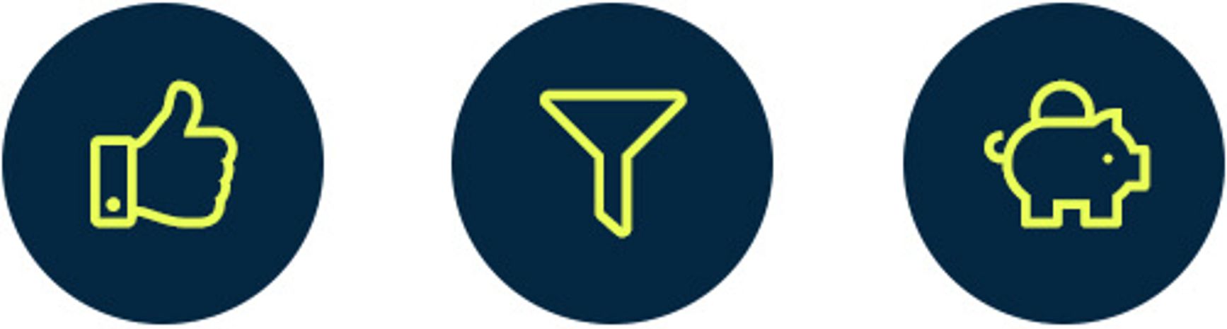 Three icons to represent the three metrics to focus on: engagement, retention, lifetime value