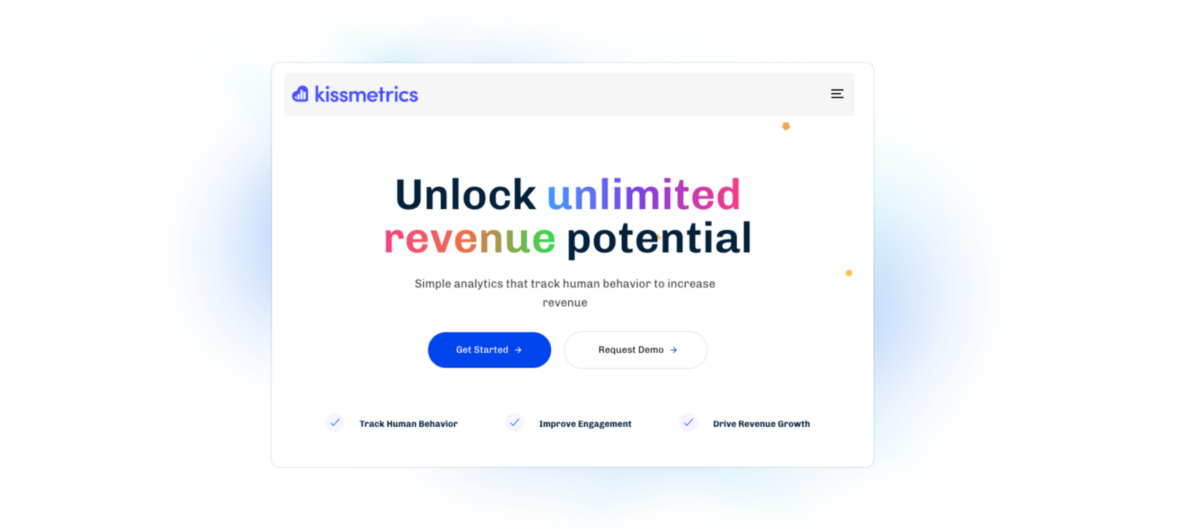 Kissmetrics home page screenshot