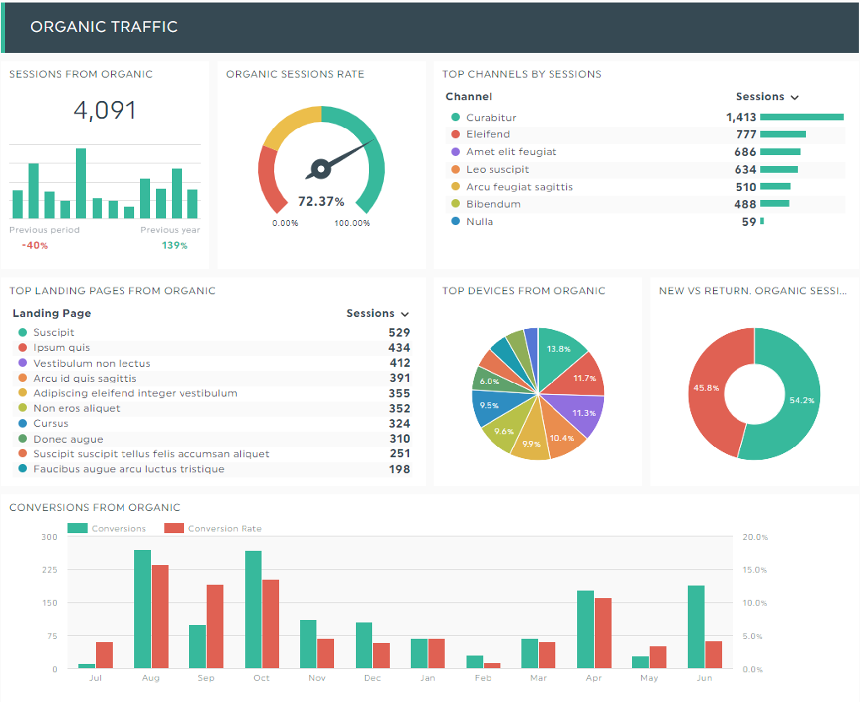 SEO analytics dashboard