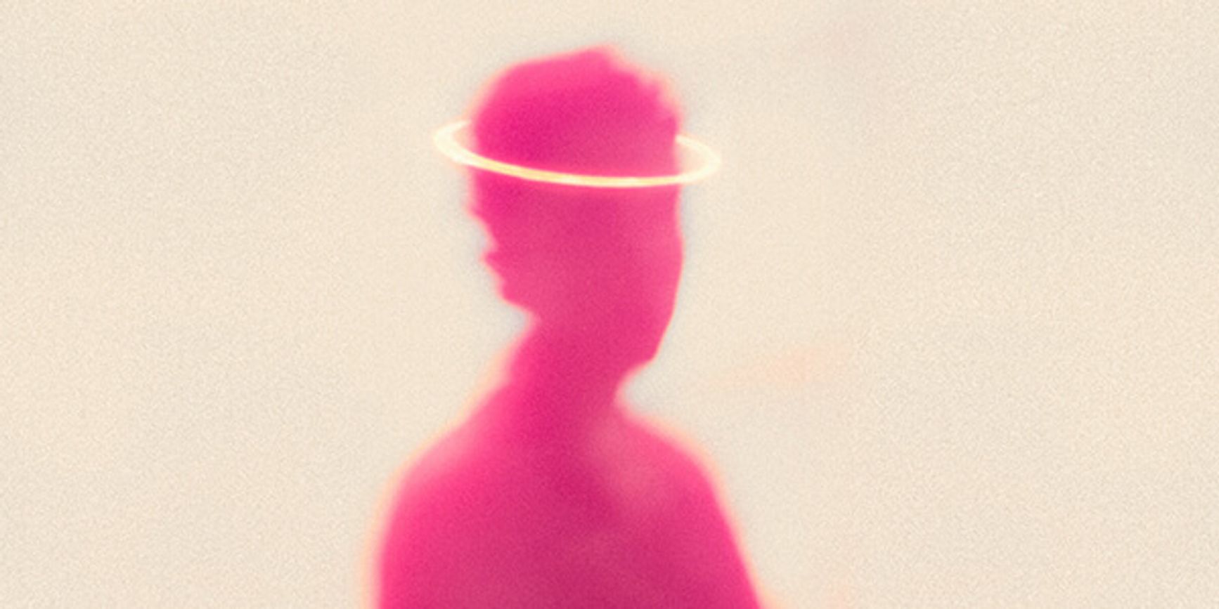 A abstract image of a person with a halo around their head.
