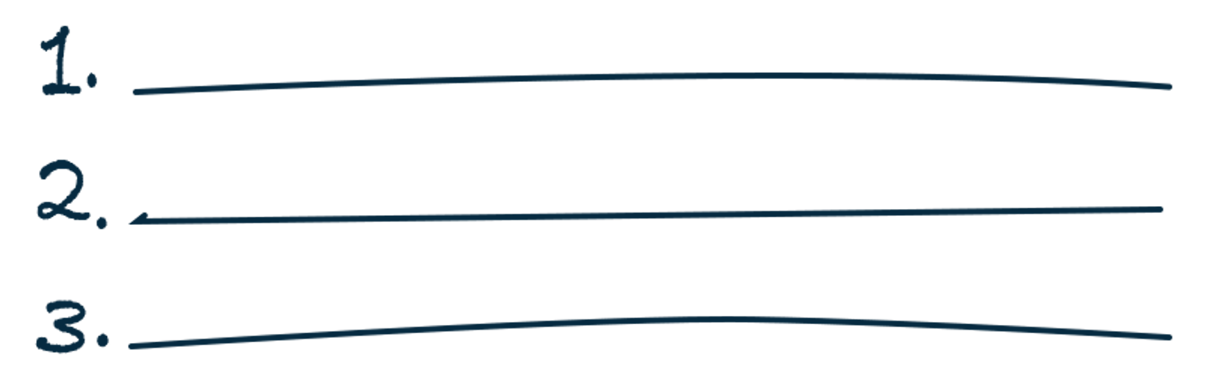 1-3 handwritter with empty lines intended for text after them.