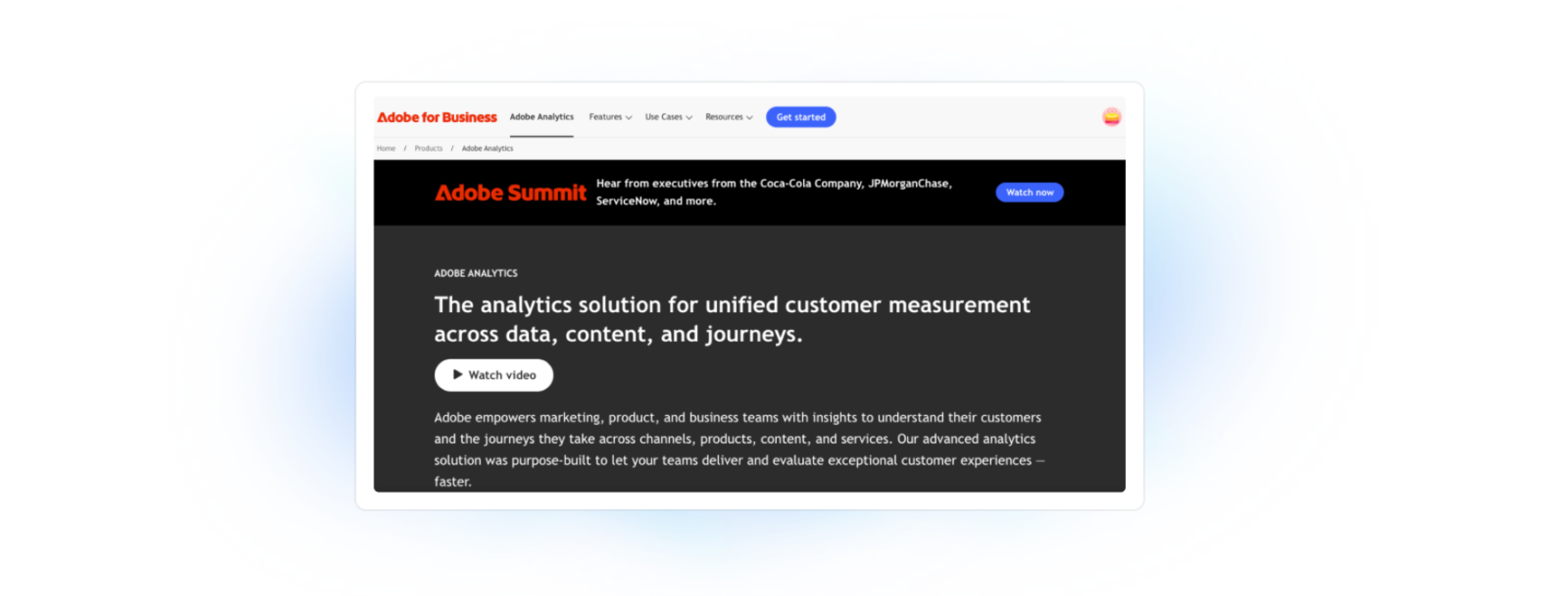 Adobe Analytics home page