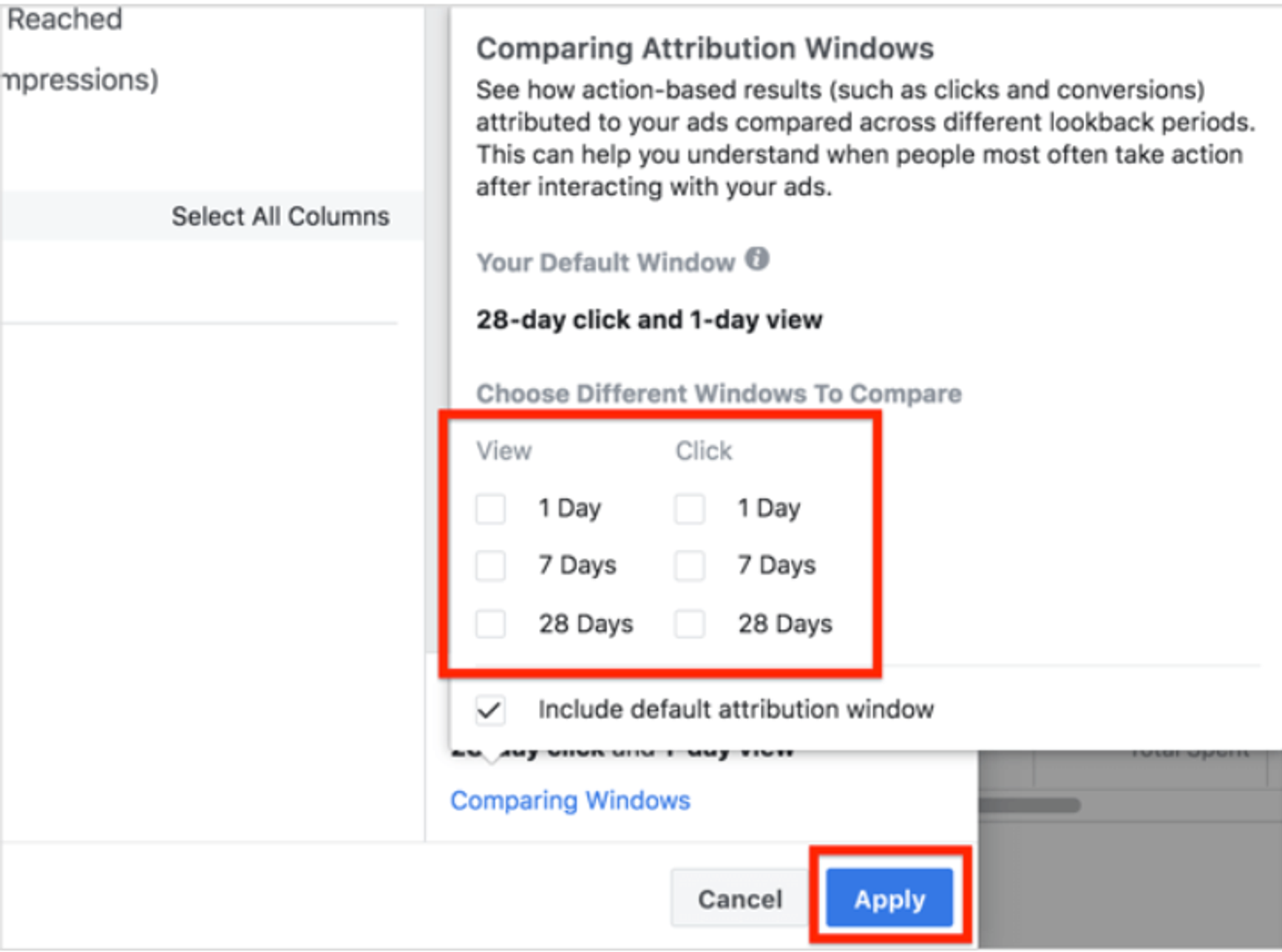 facebook ad attribution settings