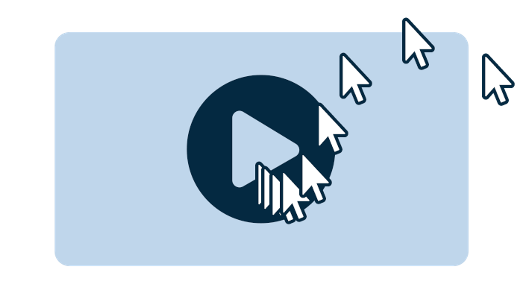 A simplified depiction of an embedded video with a visible trail of a mouse cursor going to click it