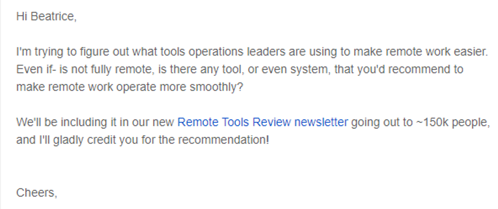personalized email example