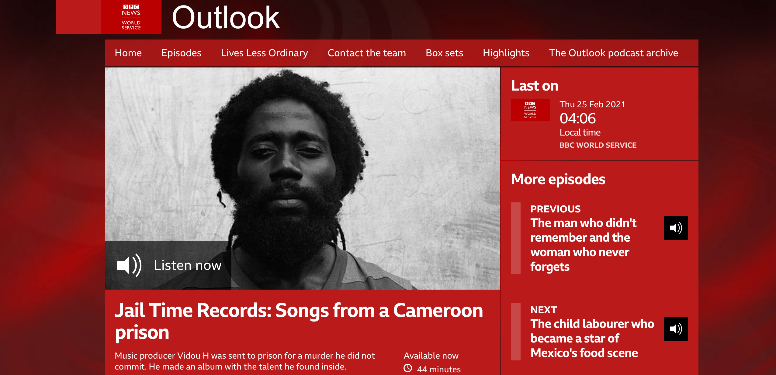 BBC Outlook podcast on JTR