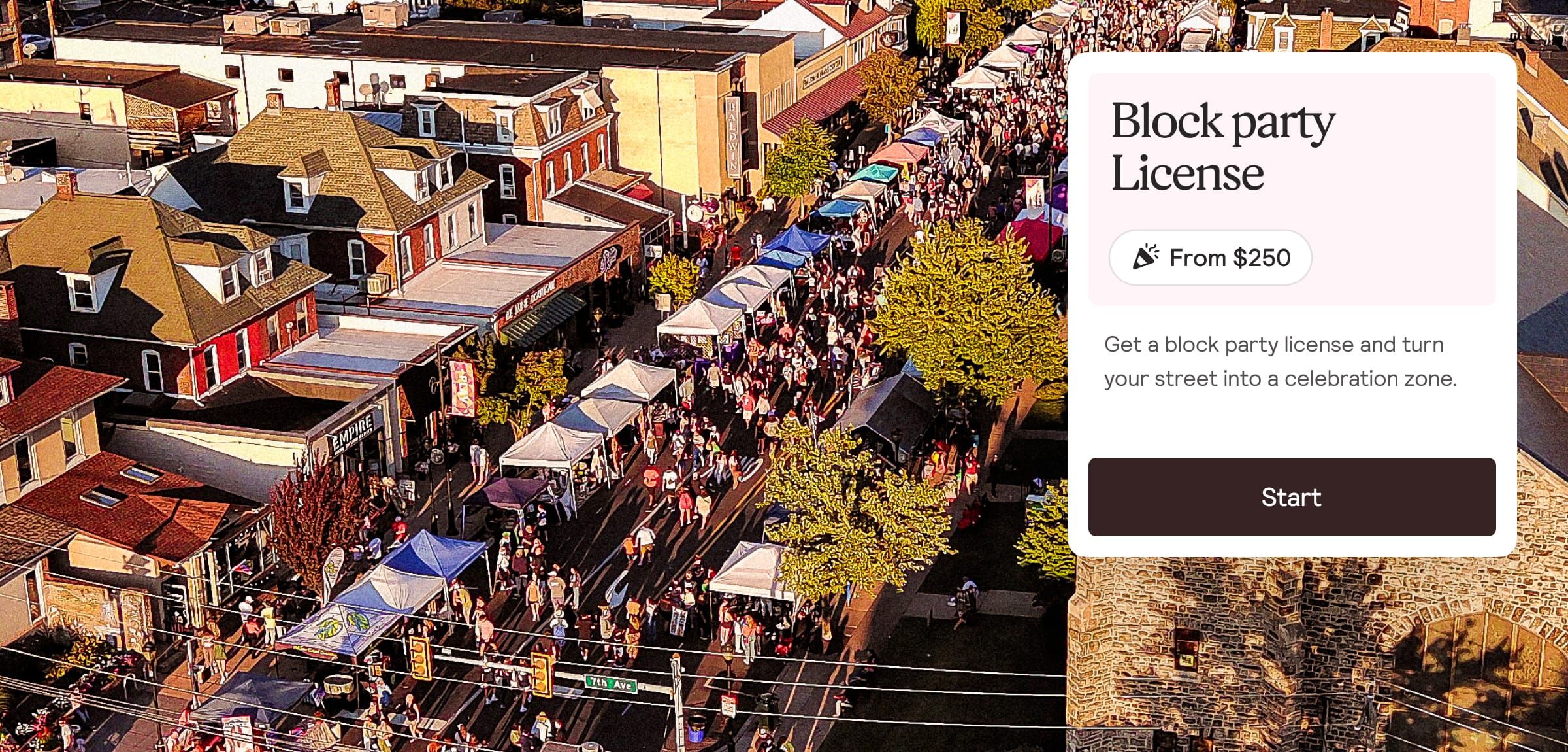 Block Party photograph with License Overlay