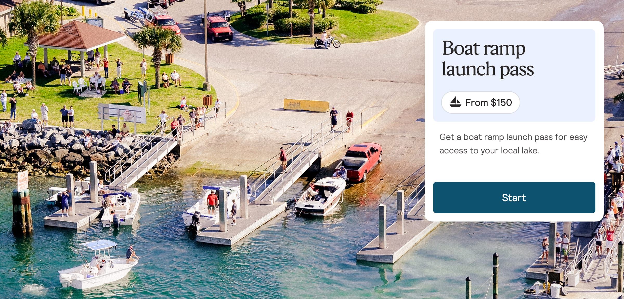 Boat launch photograph with permit overlay