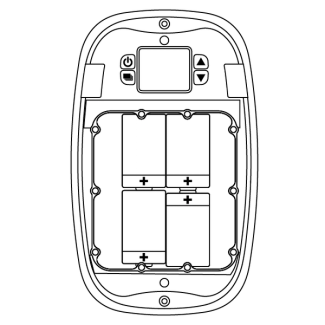 Insert four batteries into the bottom row