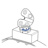Insert new battery, turn clockwise