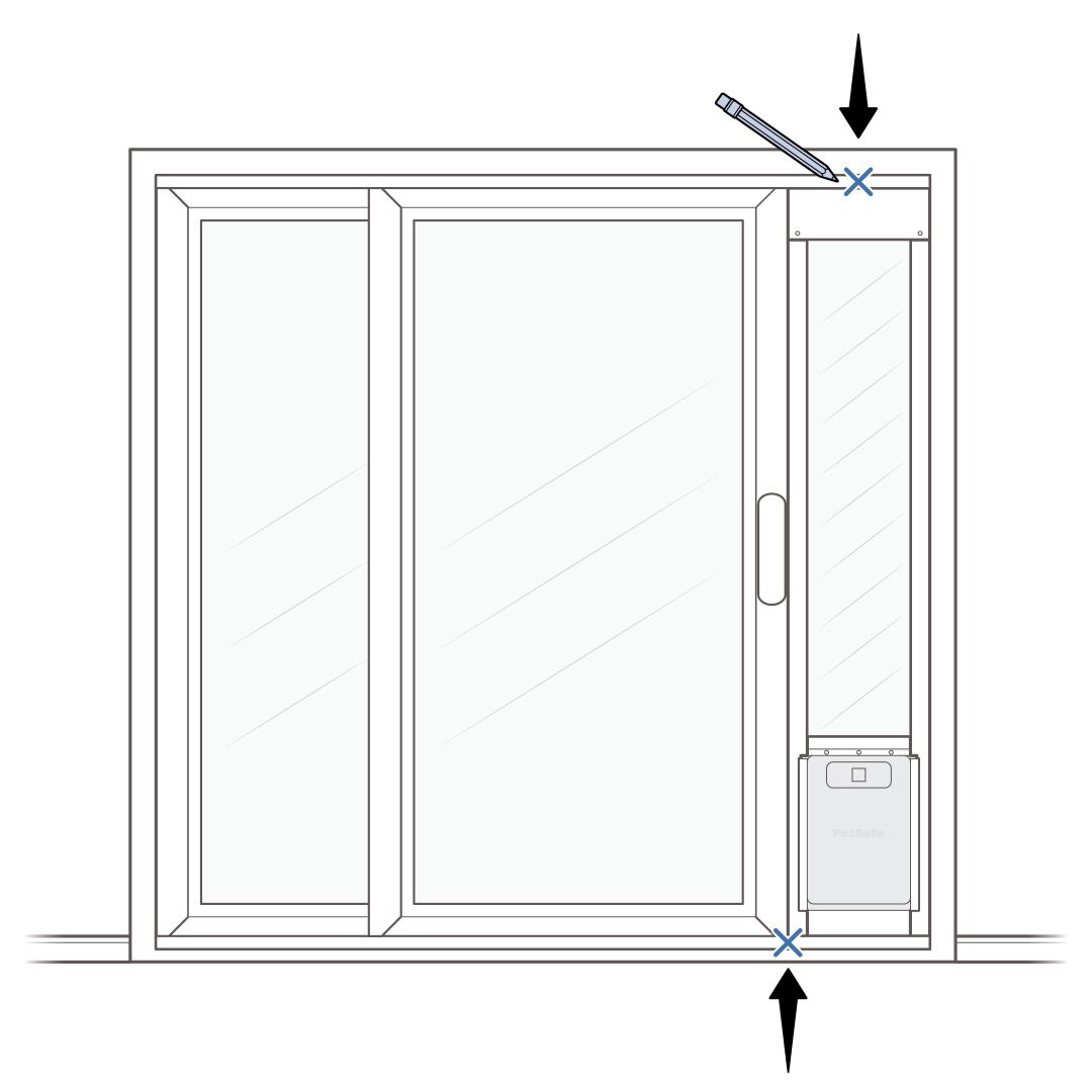 Mark Top Center And Bottom Between Pet Door And Sliding Door