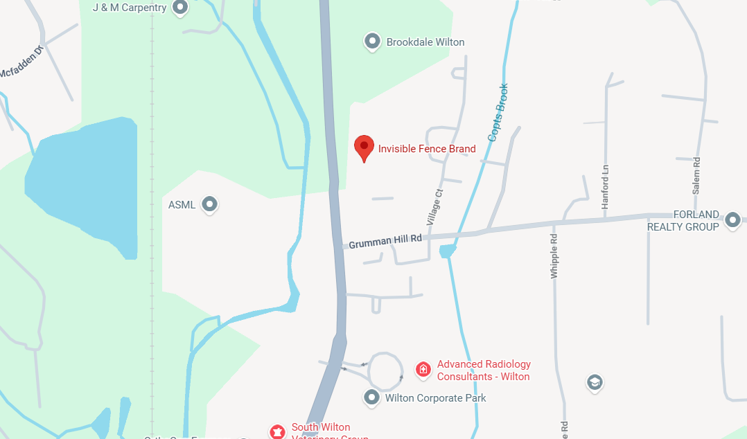 Map Pin Drop of the Invisible Fence of Metro Connecticut and New York Location