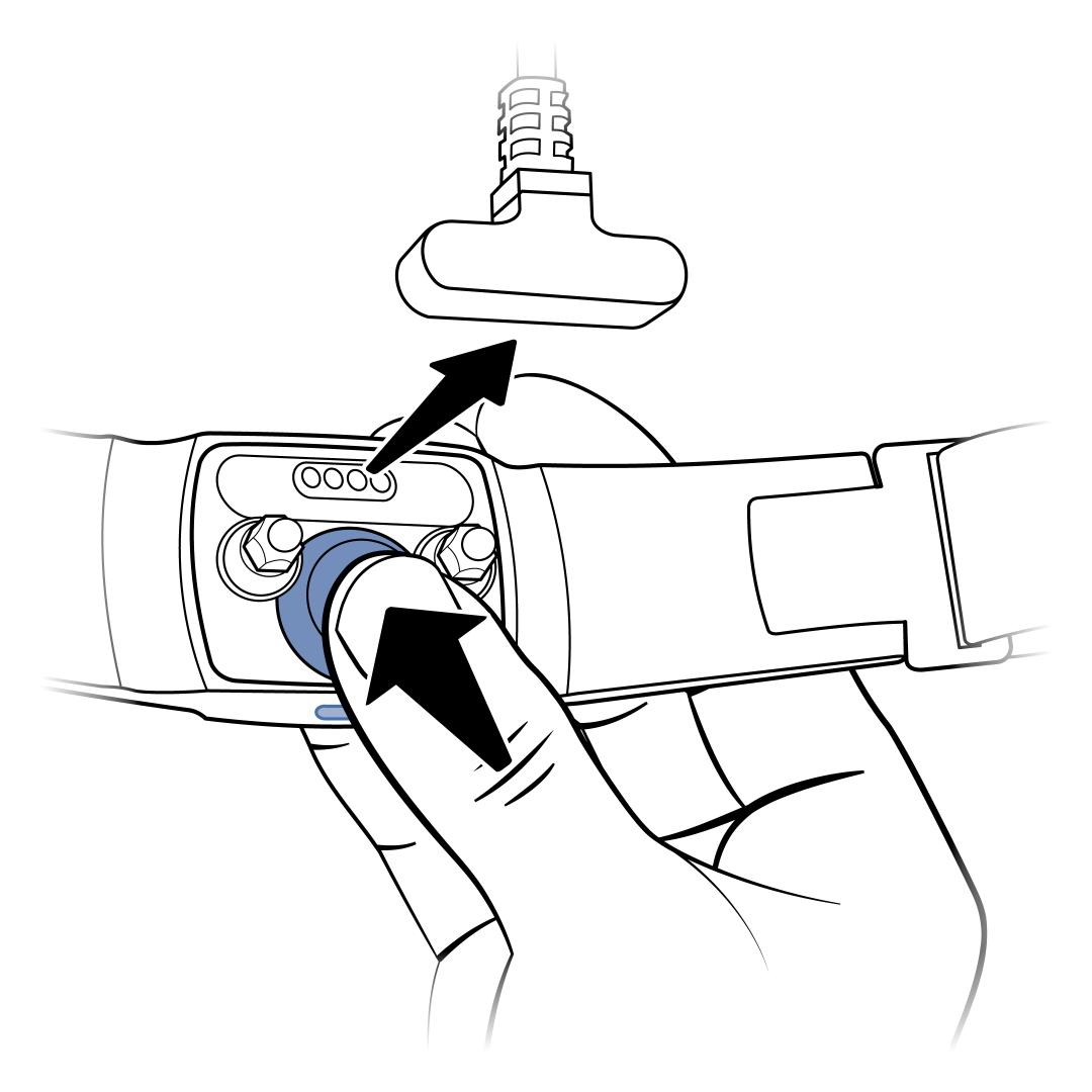 Press & hold power button, remove charger