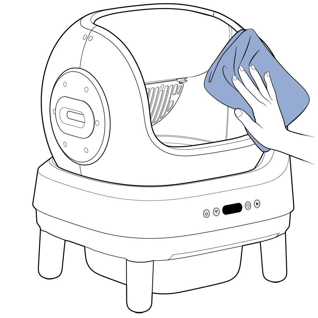 Wipe Litter Box with Damp Cloth