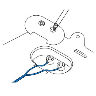 Unscrew cover and insert wires