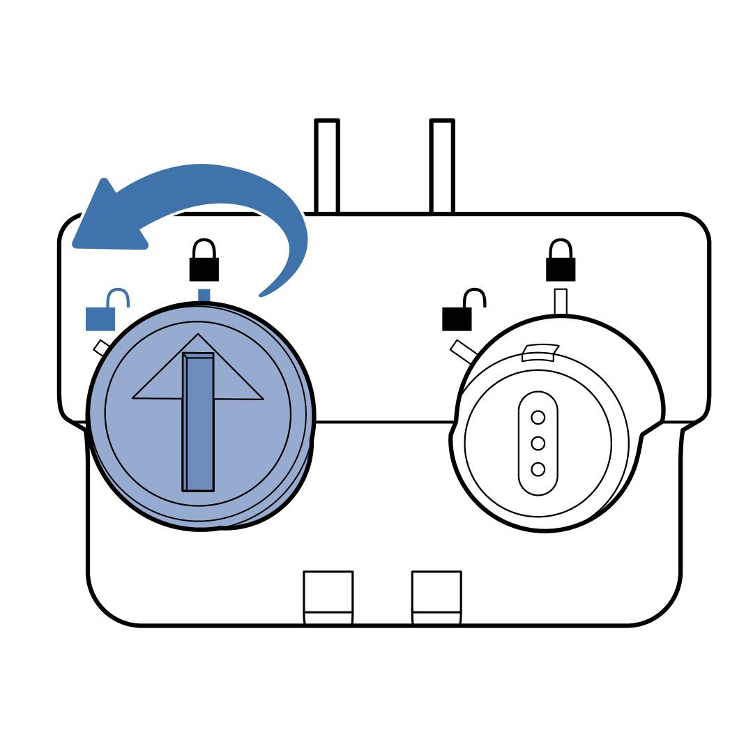 Remove Battery by Turning Counterclockwise