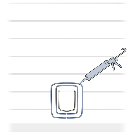 Apply caulk to exterior frame and adaptor on wall