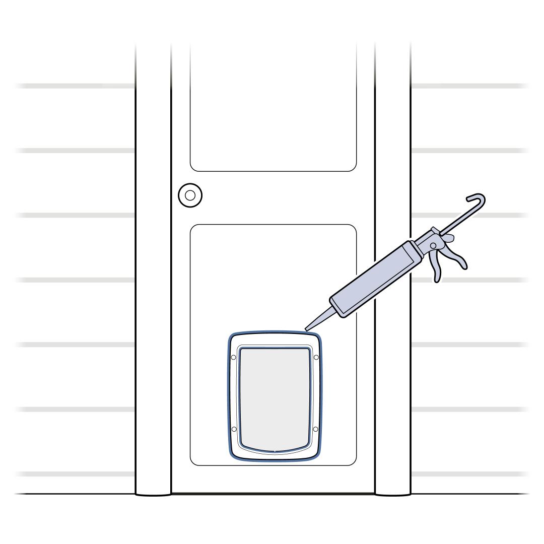 Apply caulk to door