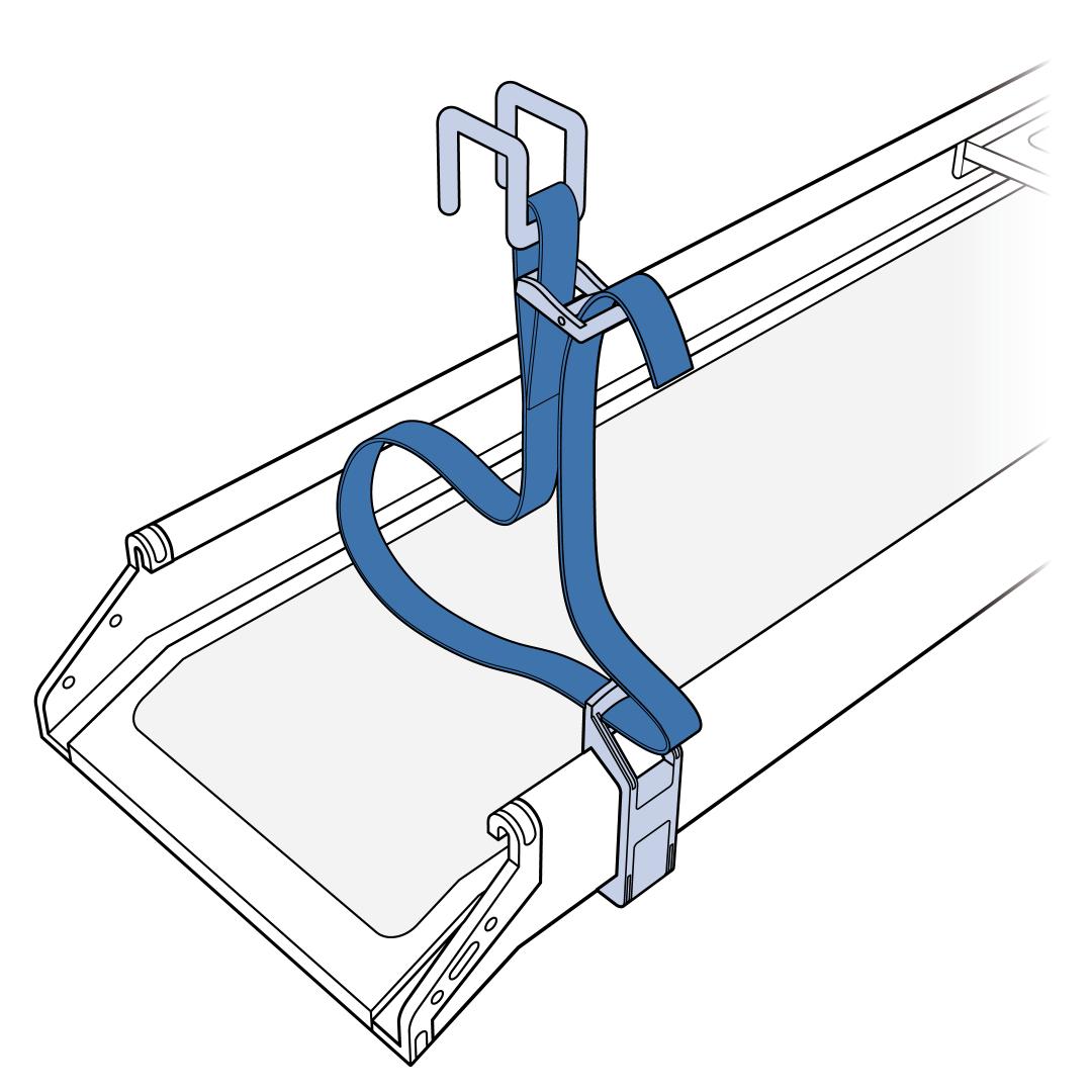 Insert Strap Into Plastic Clamp Of Ramp And Adjustor