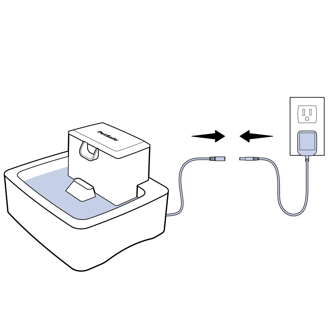 Power The Fountain By Plugging The Adaptor To An Outlet