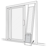 Push Up And Drop Assembled Pet Door Into Lower Door Track