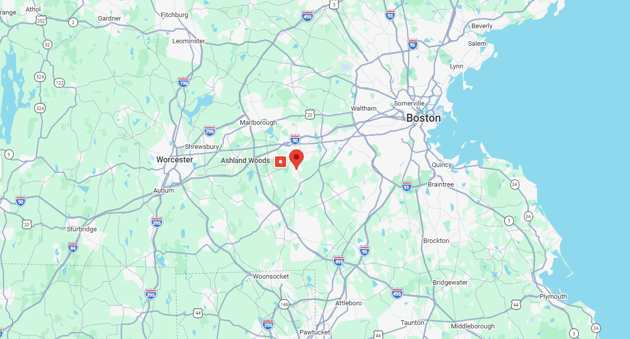 Map Pin Drop of the Invisible Fence of Coastal New England Location