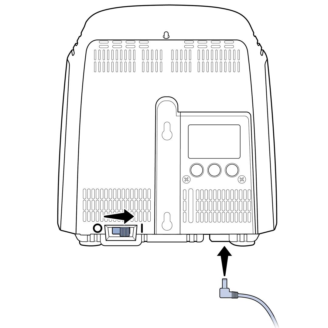Insert Power Cord into Base Unit, Power ON