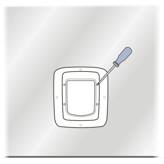 Secure exterior adaptor and frame into glass