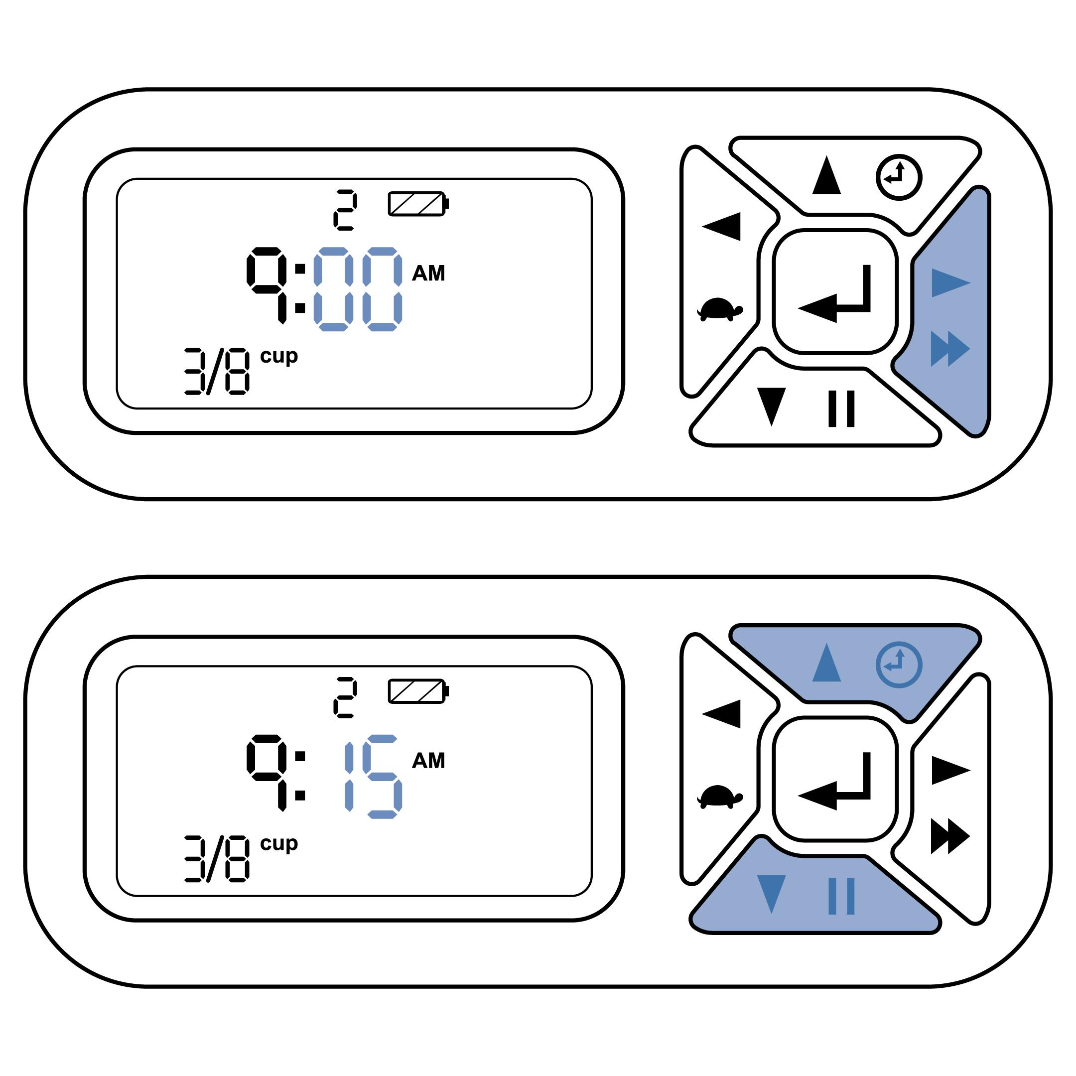 Select Minute With Right Button And Adjust Using Up-Down Button